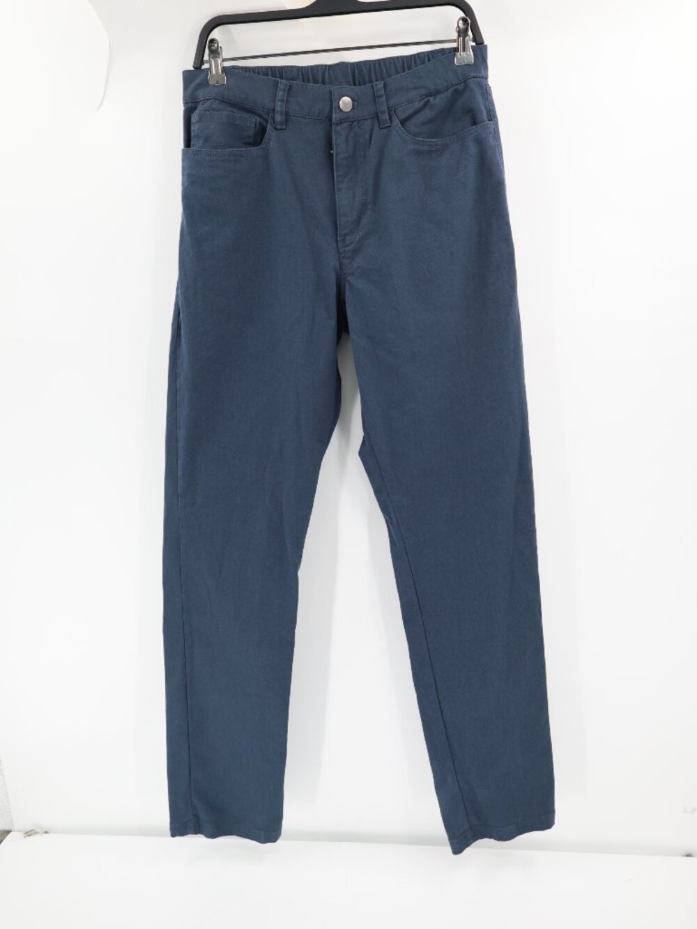 Pact Pants Mens Medium L33 Twill Organic Cotton Straight Leg Elastic Waist Blue